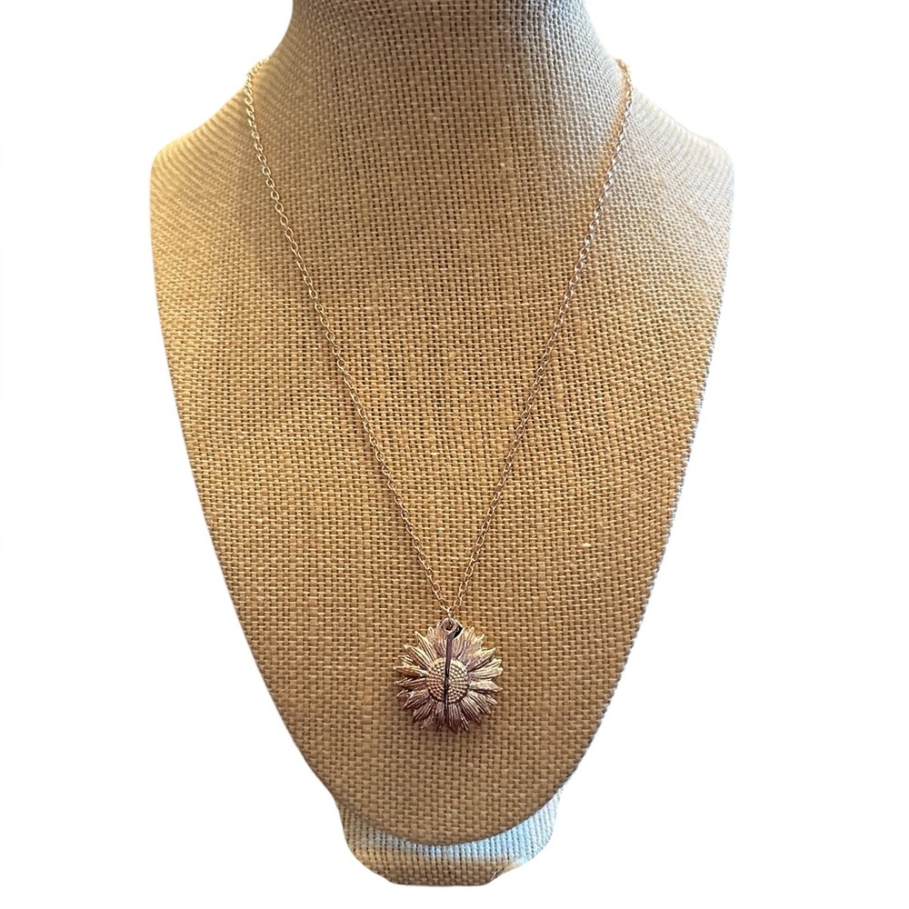 Gold Sunflower “You are my Sunshine” Pendant Necklace